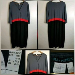 Ulla Popken Sz 20/22 Gray Black Stretch Plus Dres